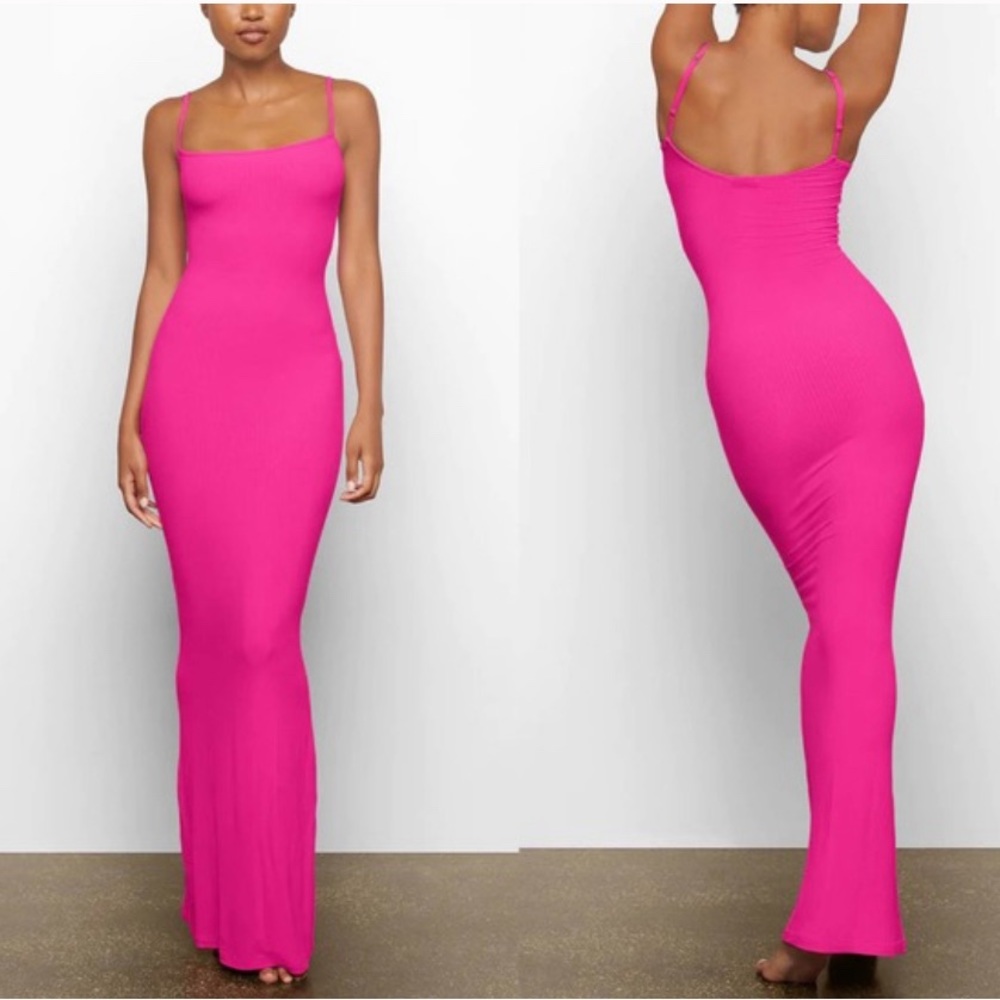 Skims|NWT|Hot Pink|Soft Lounge Long Slip Dress *FREE Alo Canvas Tote* Size - M